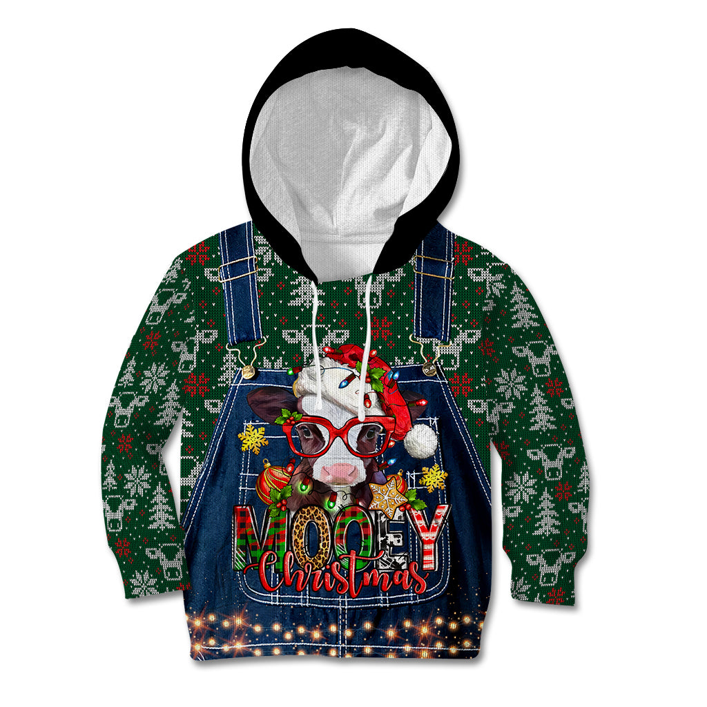 Mooey Christmas Kid Hoodie Cow Santa Hat - Wonder Print Shop