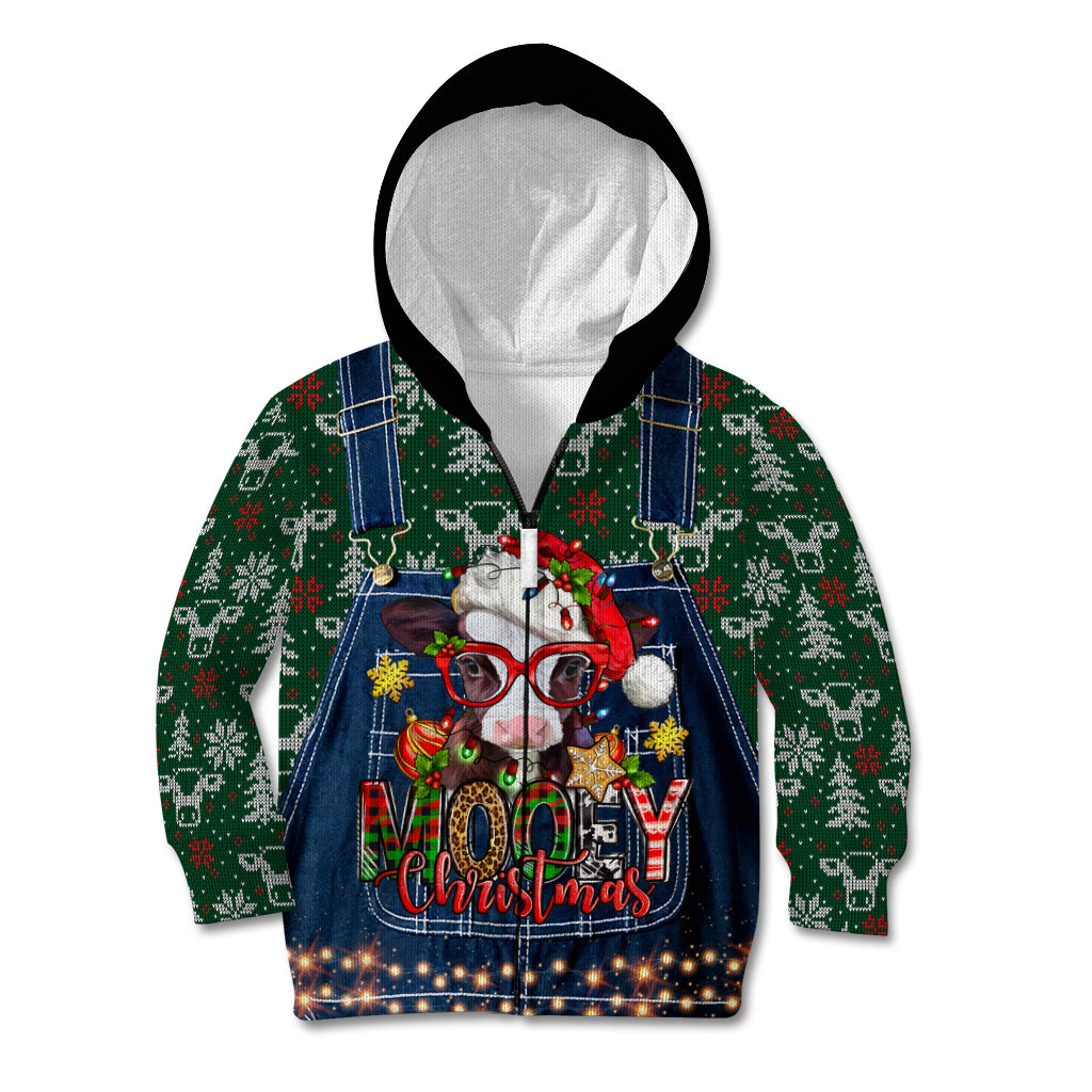 Mooey Christmas Kid Hoodie Cow Santa Hat - Wonder Print Shop