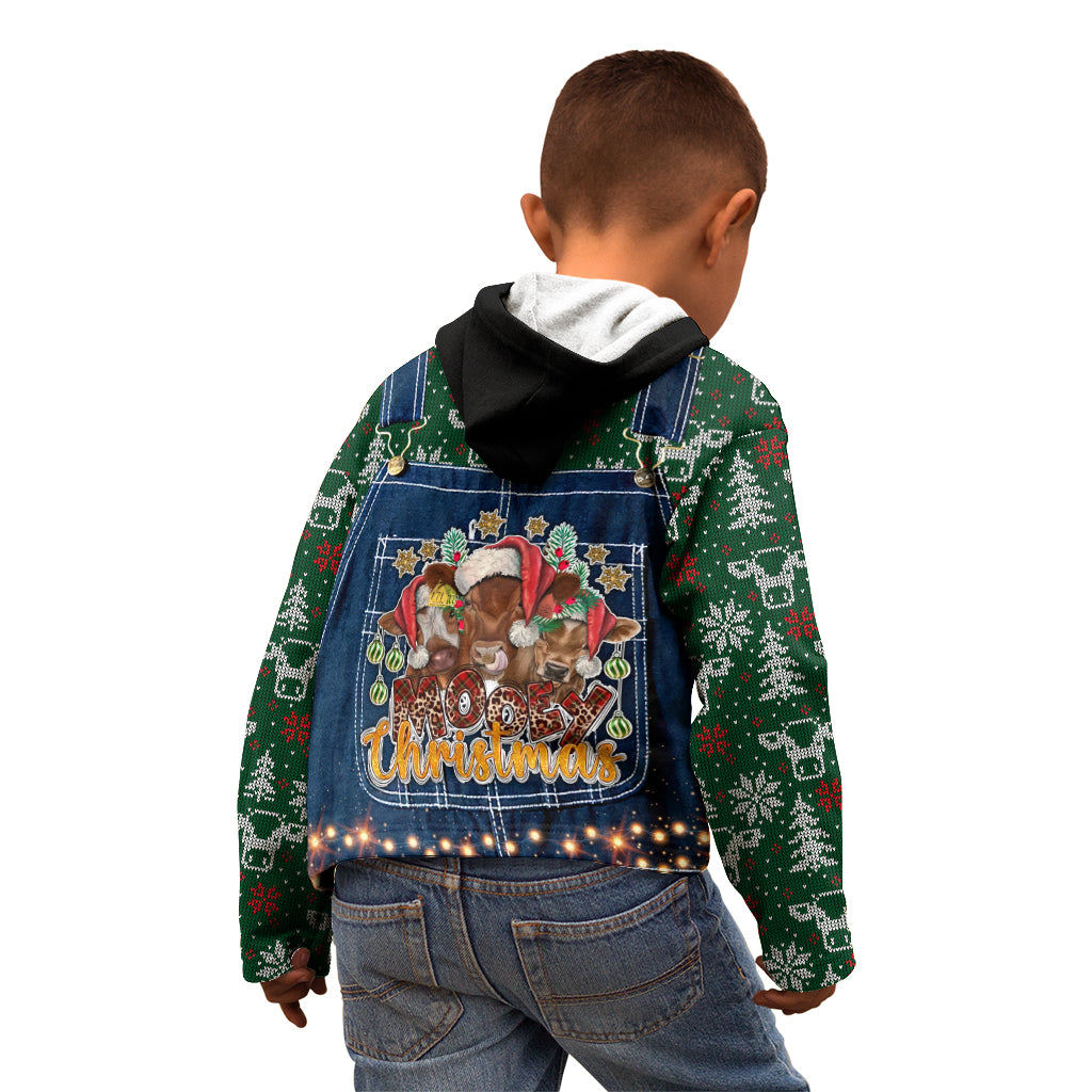 Mooey Christmas Kid Hoodie Cow Santa Hat - Wonder Print Shop