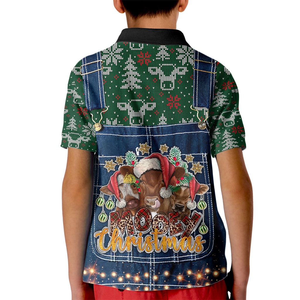 Mooey Christmas Kid Polo Shirt Cow Santa Hat - Wonder Print Shop