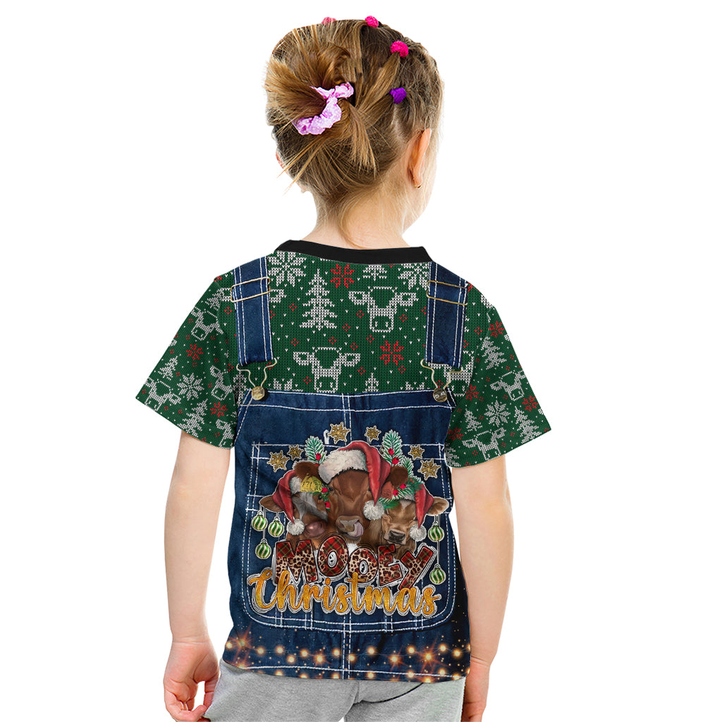 Mooey Christmas Kid T Shirt Cow Santa Hat - Wonder Print Shop