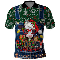 Mooey Christmas Polo Shirt Cow Santa Hat - Wonder Print Shop