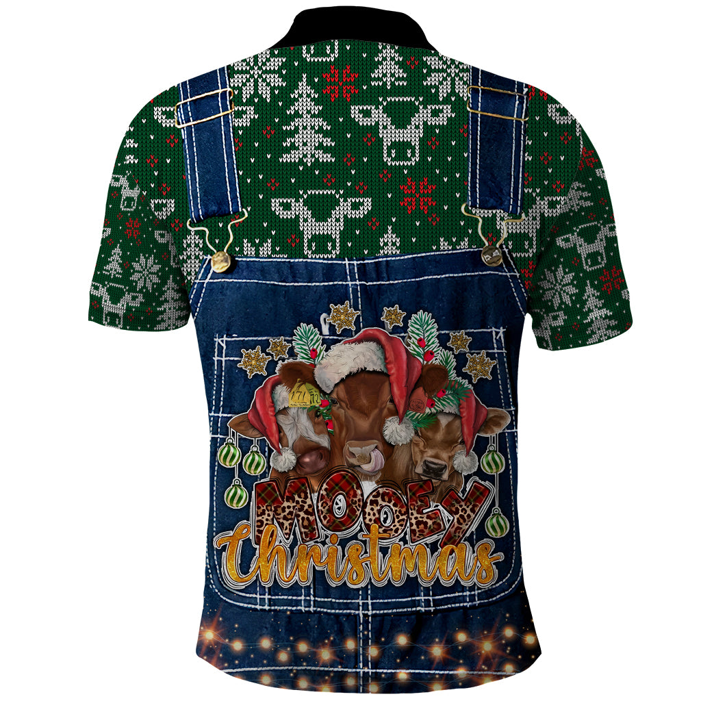 Mooey Christmas Polo Shirt Cow Santa Hat - Wonder Print Shop