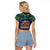 Mooey Christmas Raglan Cropped T Shirt Cow Santa Hat - Wonder Print Shop