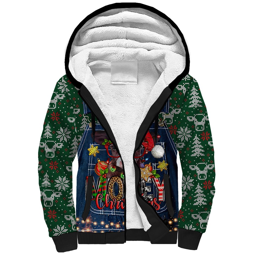 Mooey Christmas Sherpa Hoodie Cow Santa Hat - Wonder Print Shop