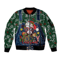 Mooey Christmas Sleeve Zip Bomber Jacket Cow Santa Hat - Wonder Print Shop