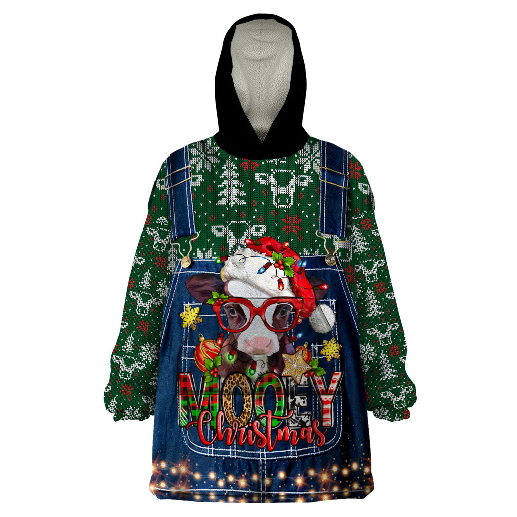 Mooey Christmas Wearable Blanket Hoodie Cow Santa Hat - Wonder Print Shop