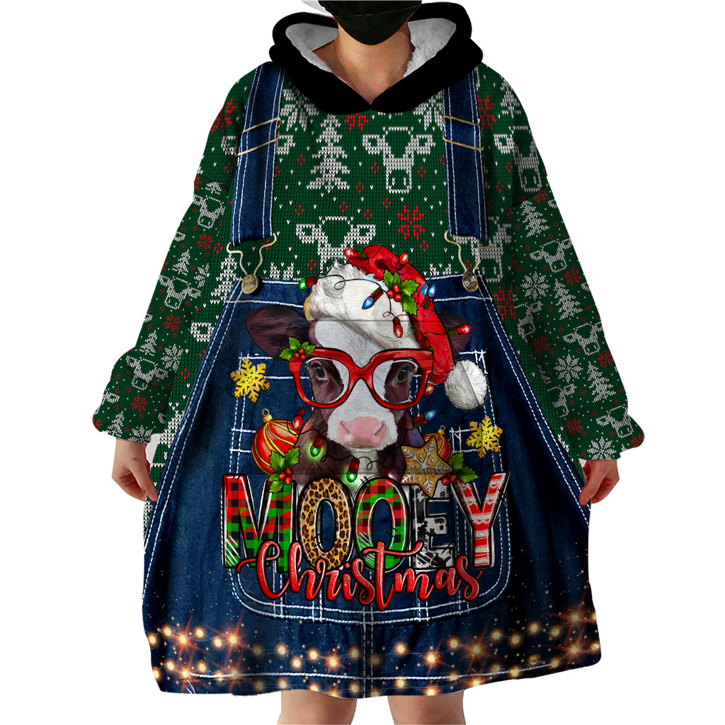 Mooey Christmas Wearable Blanket Hoodie Cow Santa Hat - Wonder Print Shop