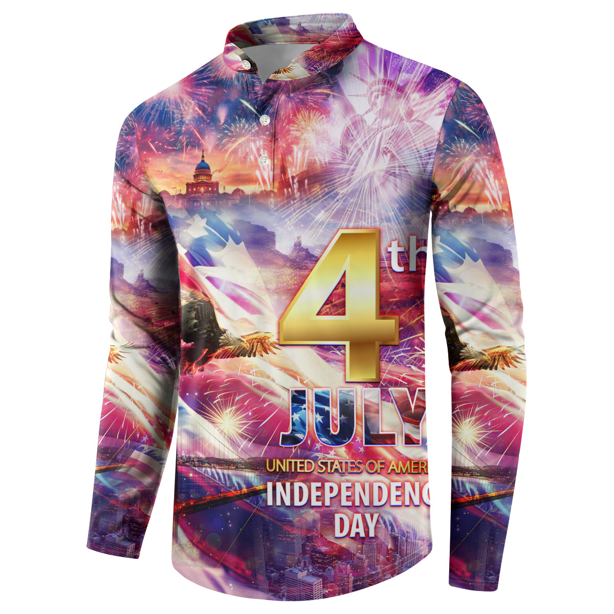 Custom 4th Of July Independence Day American Button Sweatshirt - Wonder Print Shop