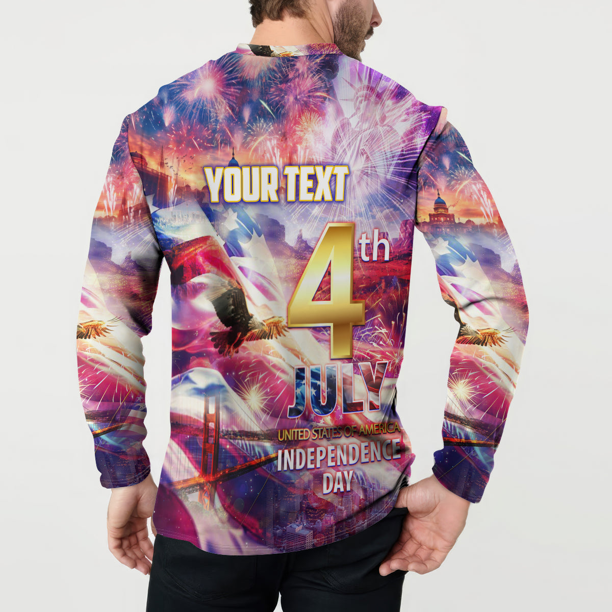 Custom 4th Of July Independence Day American Button Sweatshirt - Wonder Print Shop