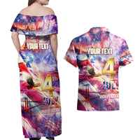 Custom 4th Of July Independence Day American Couples Matching Off Shoulder Maxi Dress and Hawaiian Shirt - Wonder Print Shop