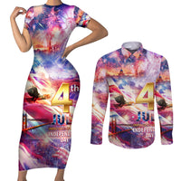 Custom 4th Of July Independence Day American Couples Matching Short Sleeve Bodycon Dress and Long Sleeve Button Shirt - Wonder Print Shop