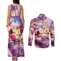 Custom 4th Of July Independence Day American Couples Matching Tank Maxi Dress and Long Sleeve Button Shirt - Wonder Print Shop