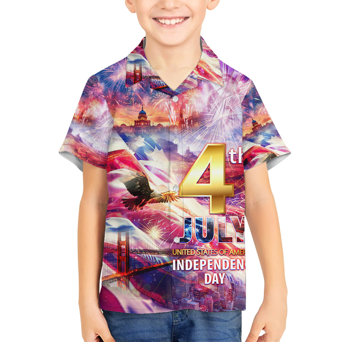 Custom 4th Of July Independence Day American Family Matching Long Sleeve Bodycon Dress and Hawaiian Shirt - Wonder Print Shop