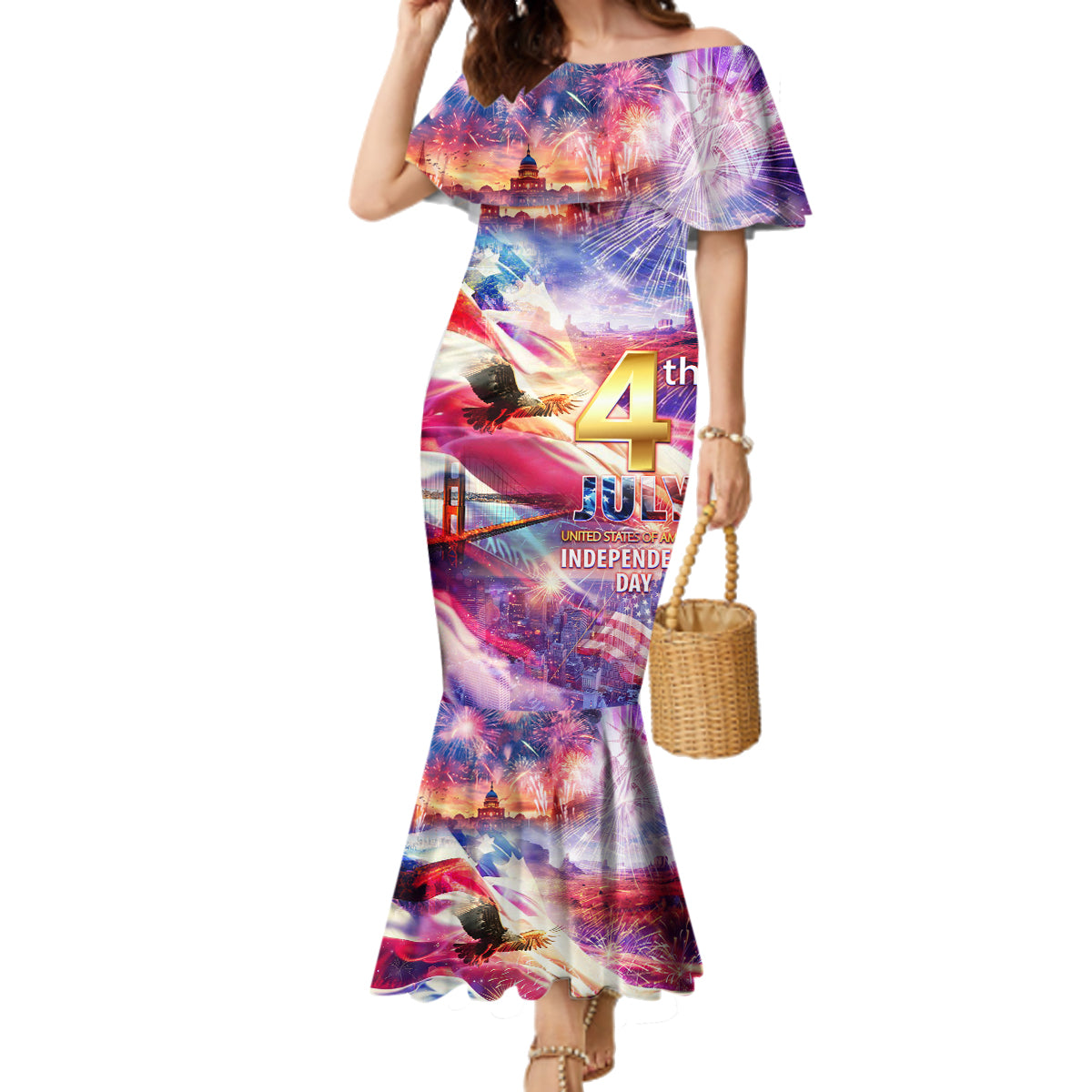 Custom 4th Of July Independence Day American Family Matching Mermaid Dress and Hawaiian Shirt - Wonder Print Shop