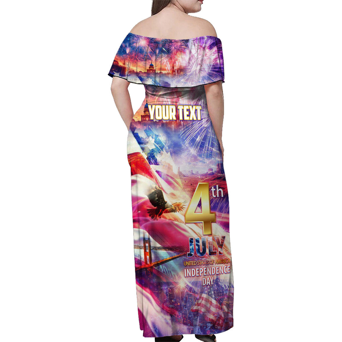 Custom 4th Of July Independence Day American Family Matching Off Shoulder Maxi Dress and Hawaiian Shirt - Wonder Print Shop