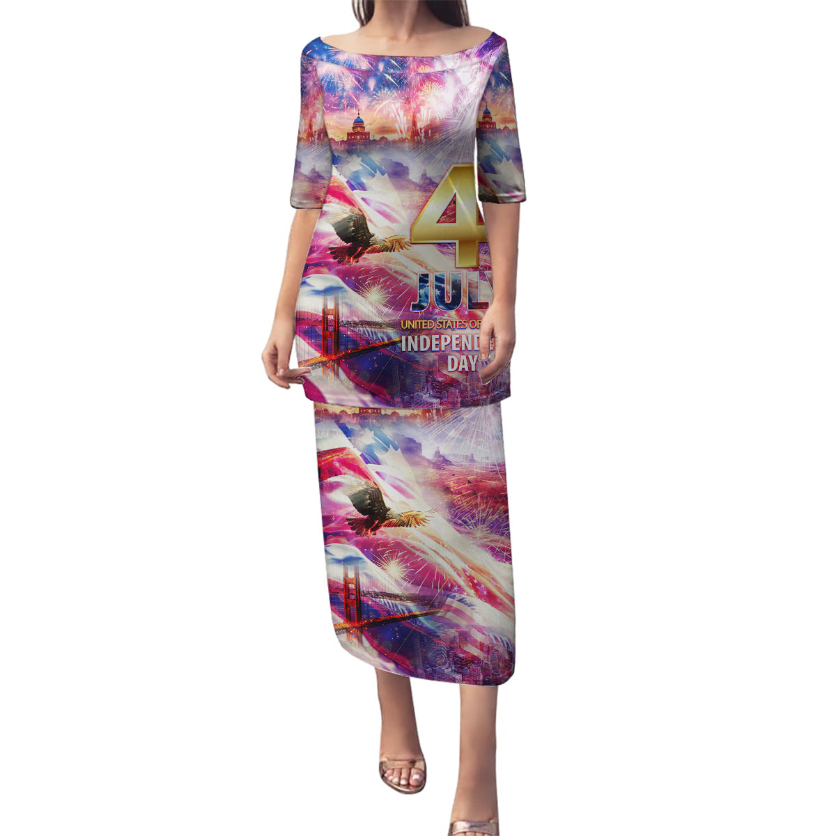 Custom 4th Of July Independence Day American Family Matching Puletasi and Hawaiian Shirt - Wonder Print Shop