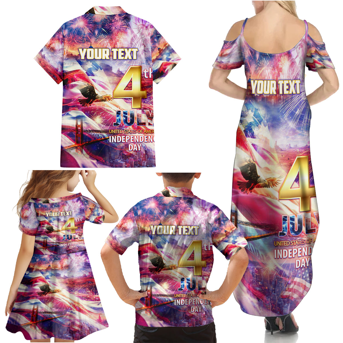 Custom 4th Of July Independence Day American Family Matching Summer Maxi Dress and Hawaiian Shirt - Wonder Print Shop
