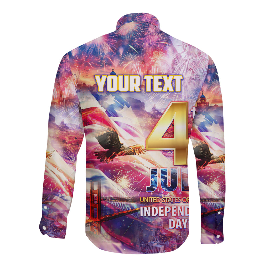 Custom 4th Of July Independence Day American Long Sleeve Button Shirt - Wonder Print Shop