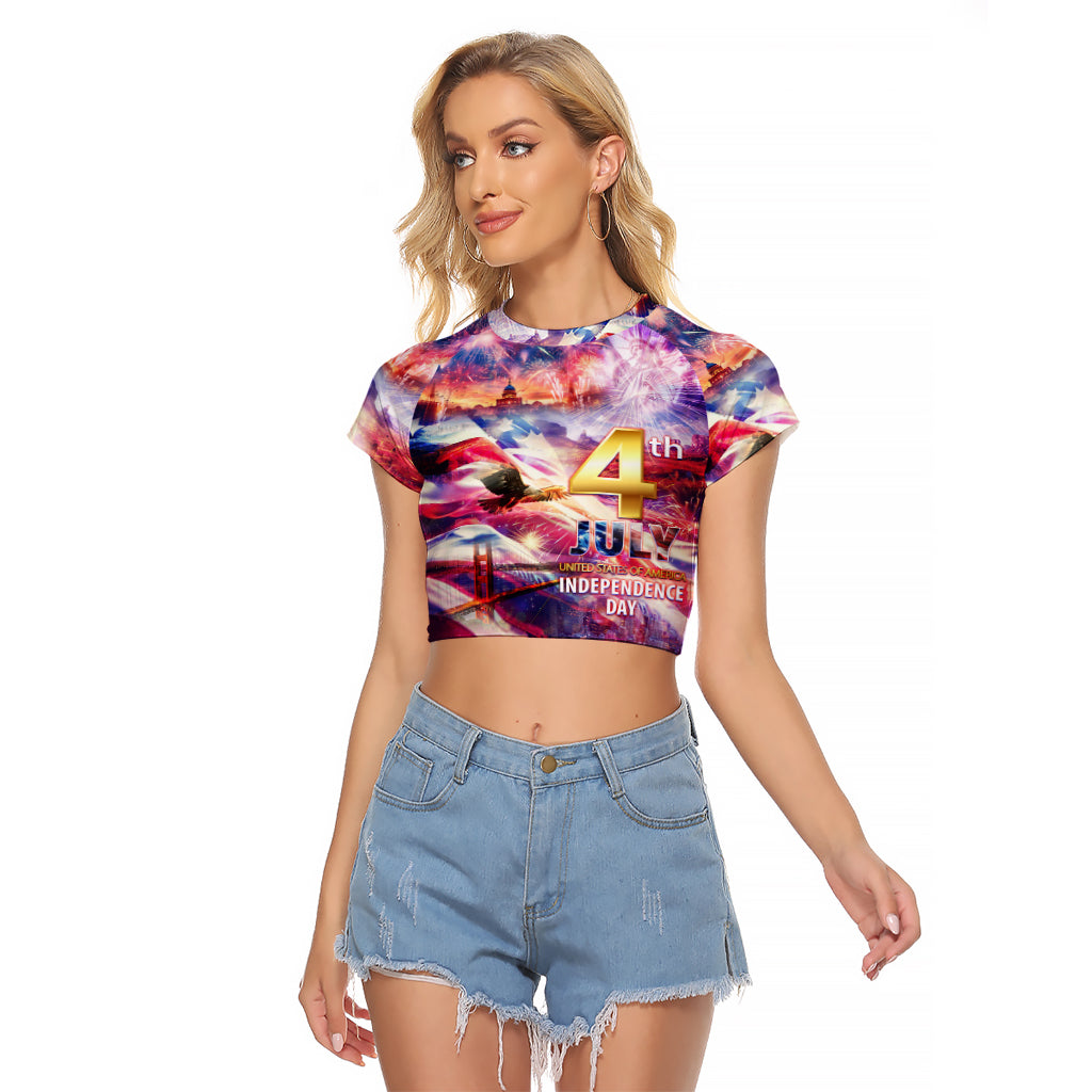Custom 4th Of July Independence Day American Raglan Cropped T Shirt - Wonder Print Shop