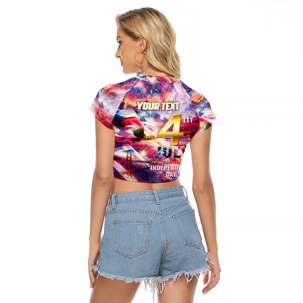 Custom 4th Of July Independence Day American Raglan Cropped T Shirt - Wonder Print Shop