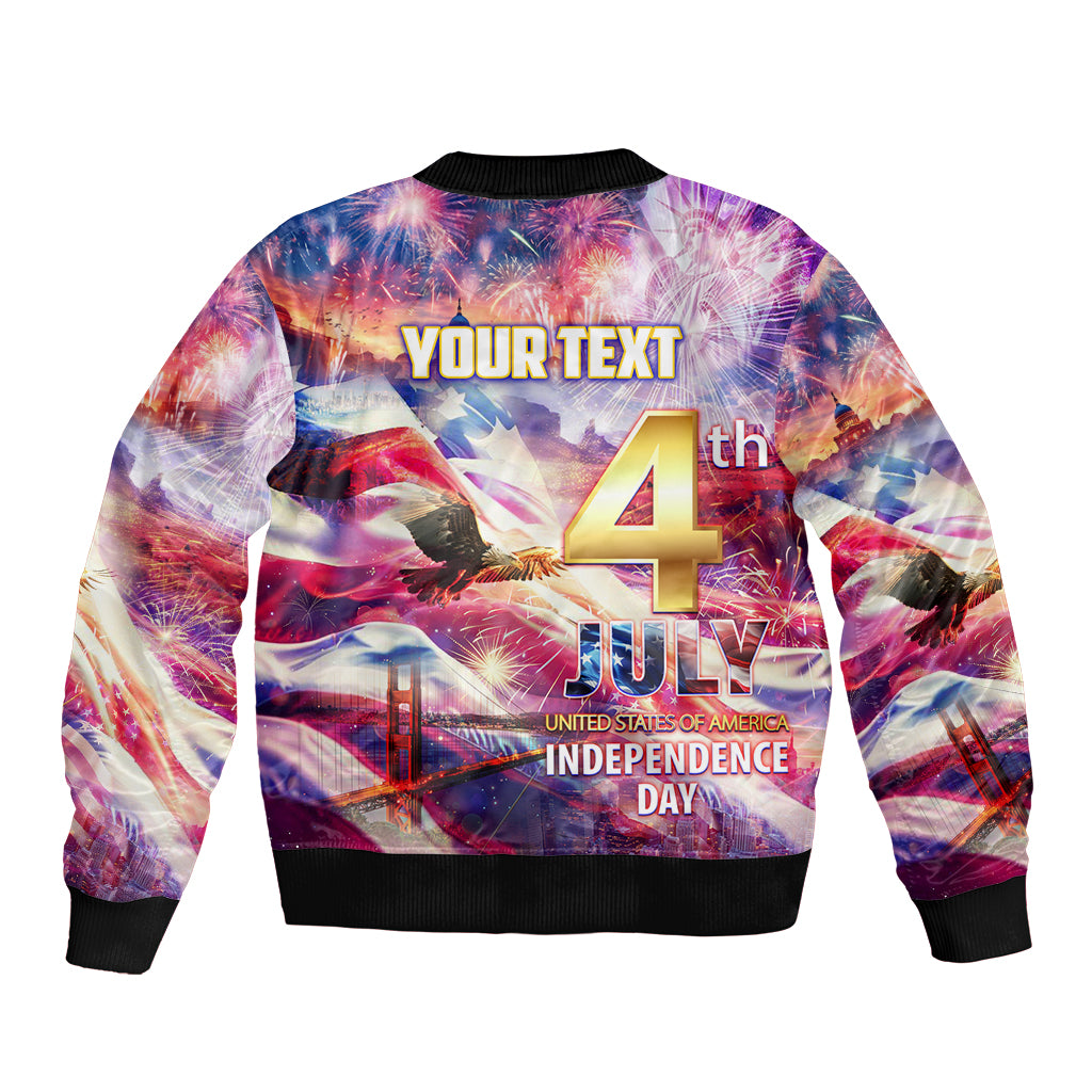 Custom 4th Of July Independence Day American Sleeve Zip Bomber Jacket - Wonder Print Shop