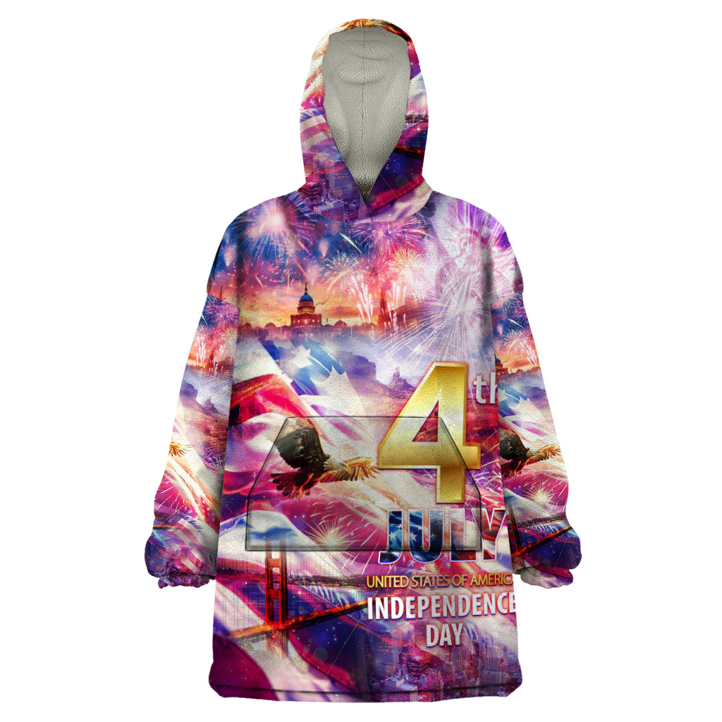 Custom 4th Of July Independence Day American Wearable Blanket Hoodie