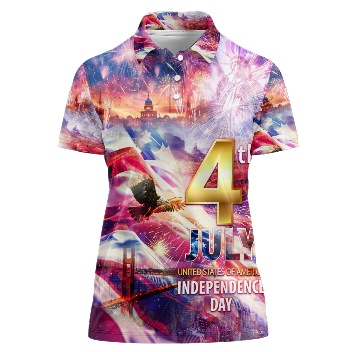 Custom 4th Of July Independence Day American Women Polo Shirt - Wonder Print Shop