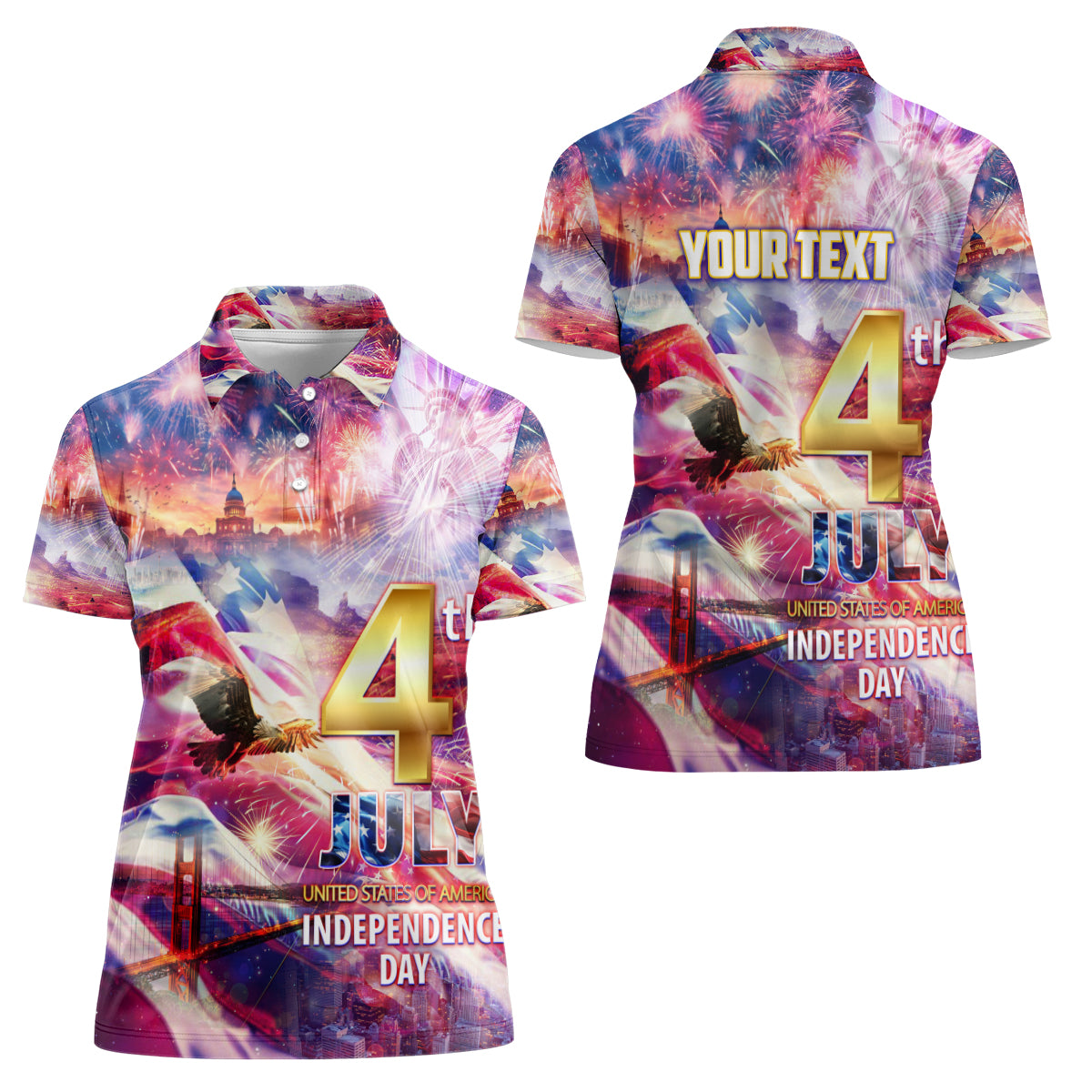 Custom 4th Of July Independence Day American Women Polo Shirt - Wonder Print Shop