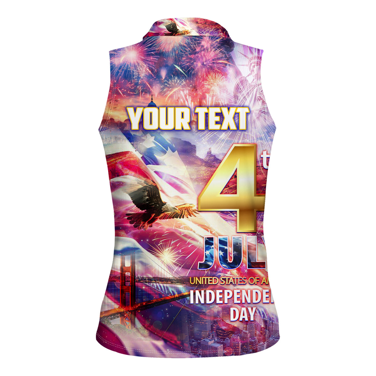 Custom 4th Of July Independence Day American Women Sleeveless Polo Shirt - Wonder Print Shop