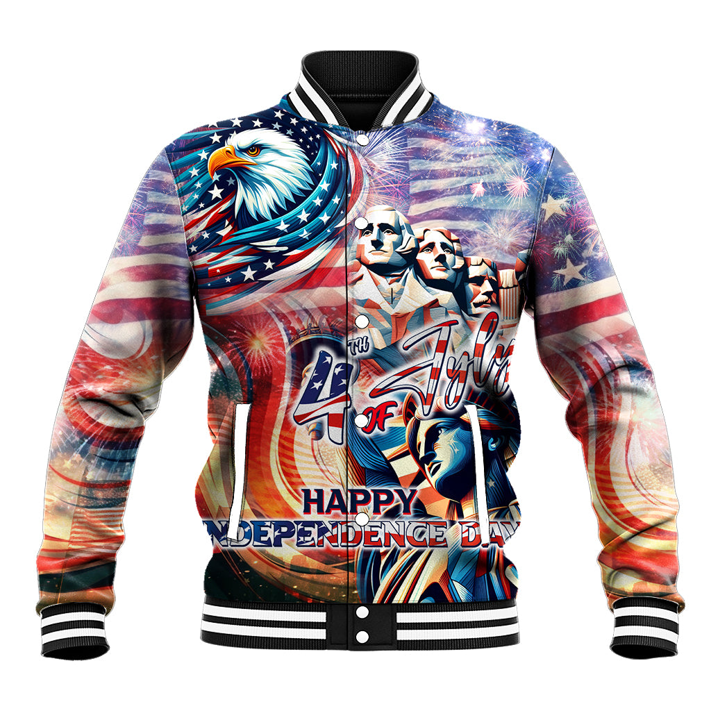 Personalized American Independence Day Baseball Jacket 4th of July Statue of Liberty - Wonder Print Shop