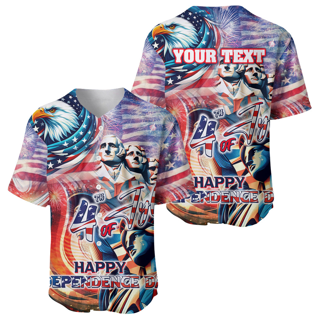 Personalized American Independence Day Baseball Jersey 4th of July Statue of Liberty - Wonder Print Shop