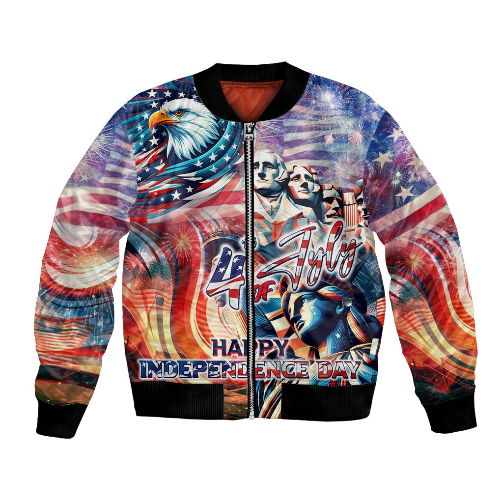 Personalized American Independence Day Bomber Jacket 4th of July Statue of Liberty - Wonder Print Shop