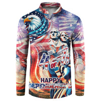 Personalized American Independence Day Button Sweatshirt 4th of July Statue of Liberty - Wonder Print Shop