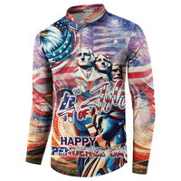 Personalized American Independence Day Button Sweatshirt 4th of July Statue of Liberty - Wonder Print Shop