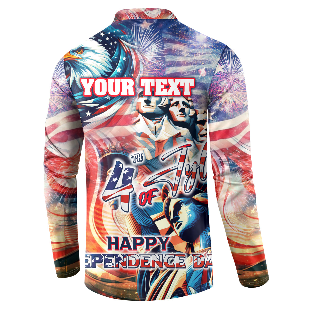 Personalized American Independence Day Button Sweatshirt 4th of July Statue of Liberty - Wonder Print Shop