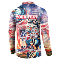 Personalized American Independence Day Button Sweatshirt 4th of July Statue of Liberty - Wonder Print Shop