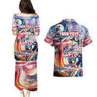 Personalized American Independence Day Couples Matching Puletasi and Hawaiian Shirt 4th of July Statue of Liberty - Wonder Print Shop