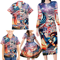 Personalized American Independence Day Family Matching Long Sleeve Bodycon Dress and Hawaiian Shirt 4th of July Statue of Liberty - Wonder Print Shop