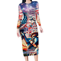 Personalized American Independence Day Family Matching Long Sleeve Bodycon Dress and Hawaiian Shirt 4th of July Statue of Liberty - Wonder Print Shop