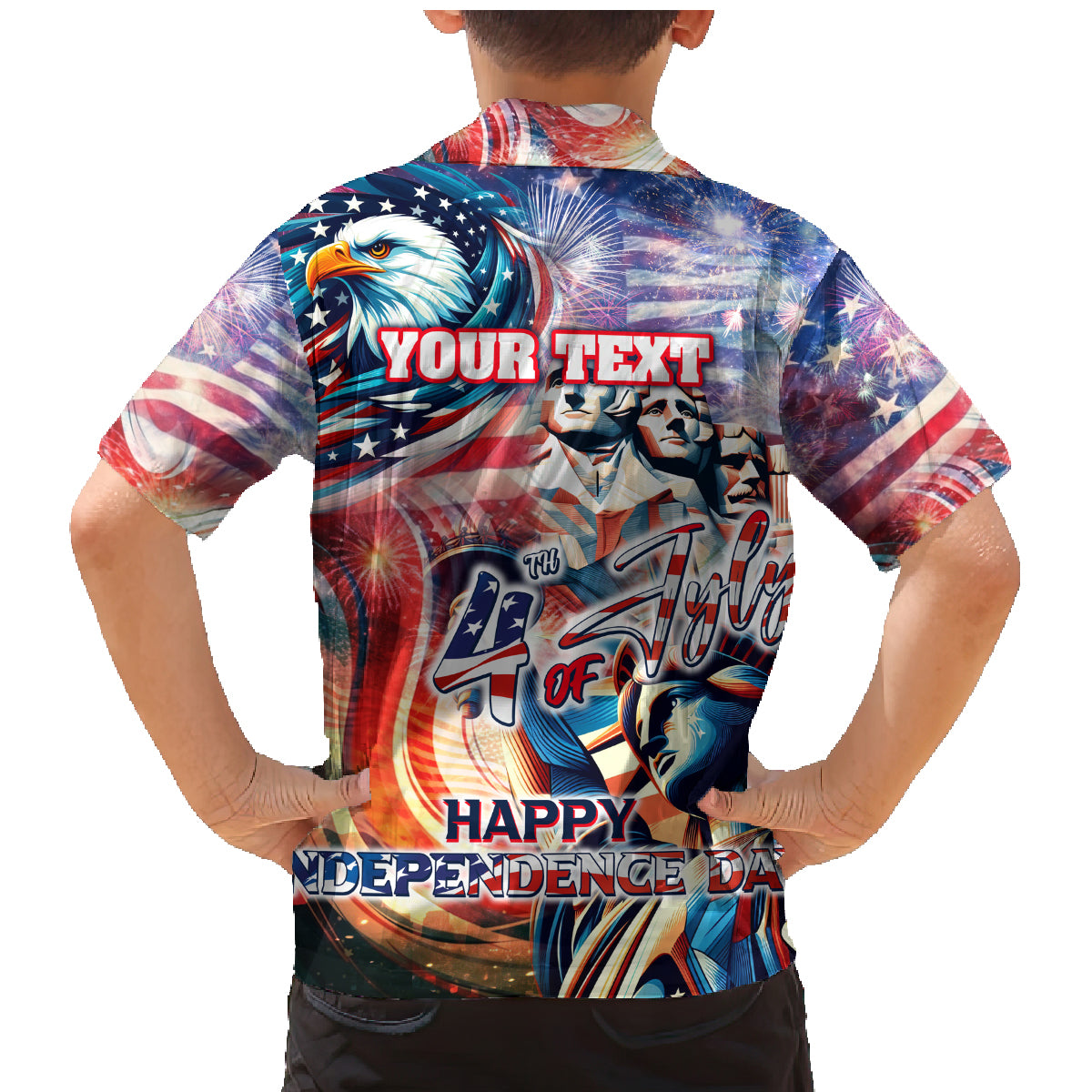 Personalized American Independence Day Family Matching Mermaid Dress and Hawaiian Shirt 4th of July Statue of Liberty - Wonder Print Shop