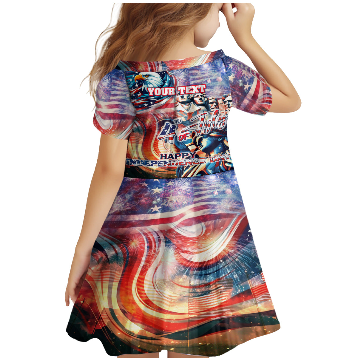 Personalized American Independence Day Family Matching Mermaid Dress and Hawaiian Shirt 4th of July Statue of Liberty - Wonder Print Shop