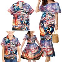 Personalized American Independence Day Family Matching Mermaid Dress and Hawaiian Shirt 4th of July Statue of Liberty - Wonder Print Shop