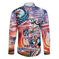 Personalized American Independence Day Family Matching Off The Shoulder Long Sleeve Dress and Hawaiian Shirt 4th of July Statue of Liberty - Wonder Print Shop