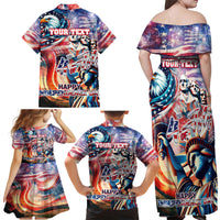 Personalized American Independence Day Family Matching Off Shoulder Maxi Dress and Hawaiian Shirt 4th of July Statue of Liberty - Wonder Print Shop