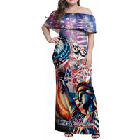 Personalized American Independence Day Family Matching Off Shoulder Maxi Dress and Hawaiian Shirt 4th of July Statue of Liberty - Wonder Print Shop