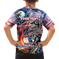 Personalized American Independence Day Family Matching Off Shoulder Short Dress and Hawaiian Shirt 4th of July Statue of Liberty - Wonder Print Shop