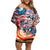 Personalized American Independence Day Family Matching Off Shoulder Short Dress and Hawaiian Shirt 4th of July Statue of Liberty - Wonder Print Shop