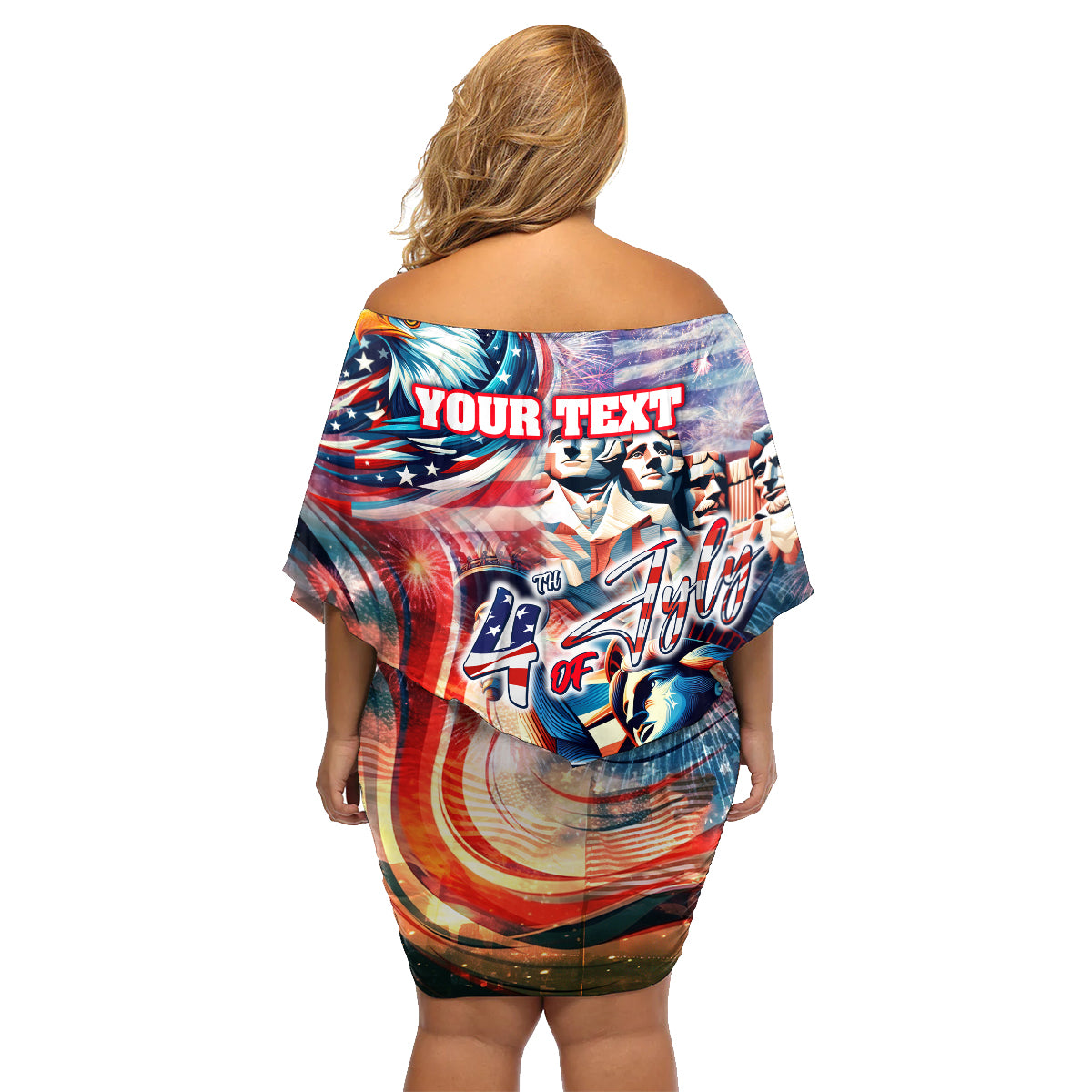 Personalized American Independence Day Family Matching Off Shoulder Short Dress and Hawaiian Shirt 4th of July Statue of Liberty - Wonder Print Shop