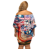 Personalized American Independence Day Family Matching Off Shoulder Short Dress and Hawaiian Shirt 4th of July Statue of Liberty - Wonder Print Shop